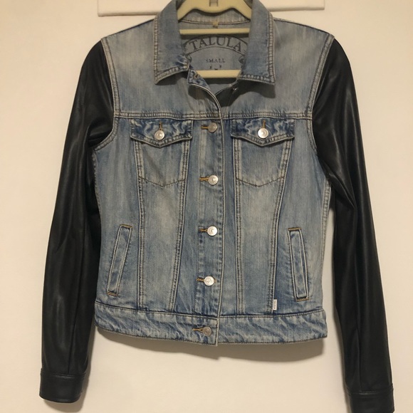 Talula Vegan Leather Denim Jacket - Size Small - Picture 1 of 2
